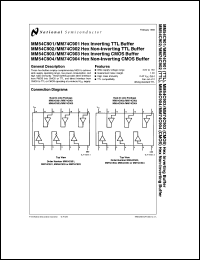 MM54C902J/883 datasheet: Hex Non-Inverting TTL Buffer MM54C902J/883