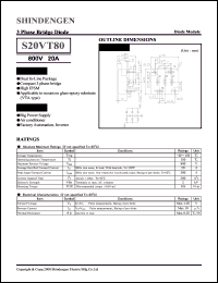 S20VT80 datasheet: 3-phase general purpose bridge module rectifier S20VT80