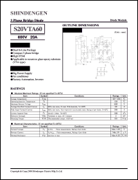 S20VTA60 datasheet: 3-phase general purpose bridge module rectifier S20VTA60