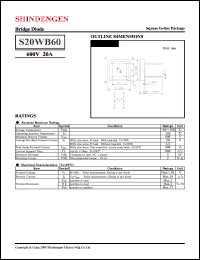 S20WB60 datasheet: General purpose DIL bridge rectifier S20WB60