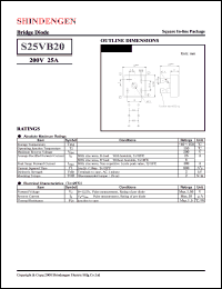 S25VB20 datasheet: General purpose DIL bridge rectifier S25VB20