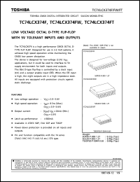 TC74LCX374FT datasheet: Low voltage octal D-type flip flop with 5V tolerant inputs and outputsp TC74LCX374FT
