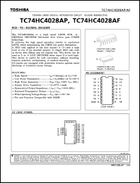 TC74HC4028AP datasheet: BCD to decimal decoder TC74HC4028AP