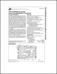 TP3410J304 datasheet: ISDN Basic Access Echo-Cancelling 2B1Q U Transceiver [Preliminary] TP3410J304