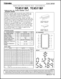 TC4511BF datasheet: BCD-to-seven segment latch/decoder/driver TC4511BF