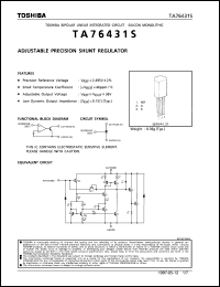 TA76431S datasheet: Adjustable precision shunt regulator TA76431S