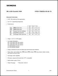 HYB3117800BSJ-70 datasheet: 2M x 8bit DRAM HYB3117800BSJ-70