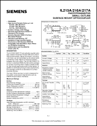 IL216A datasheet: Phototransistor optocoupler IL216A
