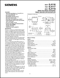 IL4116 datasheet: Zero voltage crossing 600V triac driver optocoupler IL4116