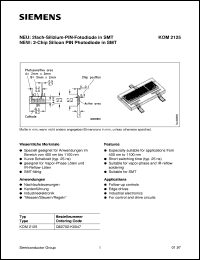 KOM2125 datasheet: 2-chip silicon PIN photodiode in SMT KOM2125