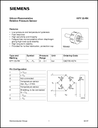 KPY33-RK datasheet: Silicon piezoresistive relative pressure sensor KPY33-RK