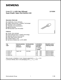 LH5424-QT datasheet: Hyper-red 5mm GaAlAs LED LH5424-QT