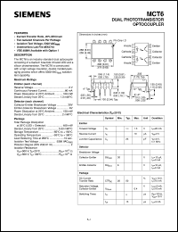 MCT6 datasheet: Dual pototransistor optocoupler MCT6