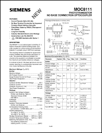 MOC8111 datasheet: Phototransistor no base connection optocoupler MOC8111