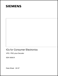 SDA5650X datasheet: VPS/PDC-plus decoder SDA5650X
