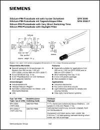 SFH2030 datasheet: Silicon PIN photodiode with very short switching time SFH2030