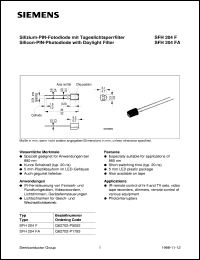SFH204FA datasheet: Silicon PIN photodiode with daylight filter SFH204FA