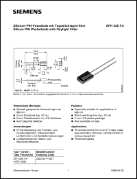 SFH225FA datasheet: Silicon PIN photodiode with daylight filter SFH225FA