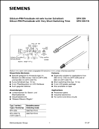 SFH229FA datasheet: Silicon PIN photodiode with very short switching time SFH229FA