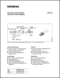 SFH231 datasheet: Germanium PIN photodiode SFH231