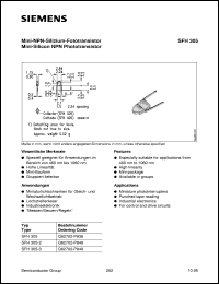 SFH305 datasheet: Mini-silicon NPN phototransistor SFH305