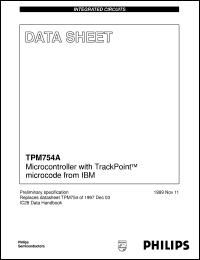 TPM754 datasheet: Microcontroller with TrackPoint (TM) microcode from IBM TPM754