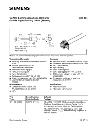 SFH464E7800 datasheet: GaAlAs light emmitting diode SFH464E7800