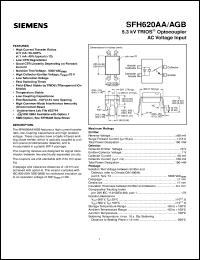 SFH620AA datasheet: Phototransistor optocoupler AC voltage input SFH620AA