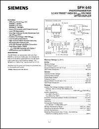 SFH640 datasheet: Phototransistor high BVcer voltage optocoupler SFH640