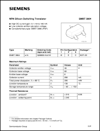 SMBT3904 datasheet: NPN silicon switching transistor SMBT3904