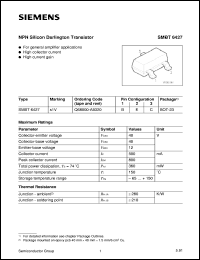 SMBT6427 datasheet: NPN silicon darlington transistor SMBT6427