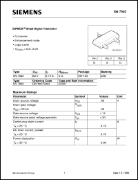 SN7002 datasheet: N-channel SIPMOS small-signal transistor SN7002