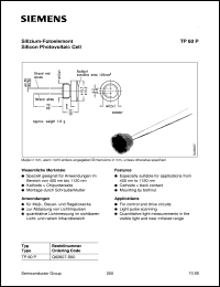 TP60P datasheet: Silicon photovoltaic cell TP60P