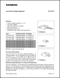 TLE4274V10 datasheet: Low-drop voltage regulator TLE4274V10