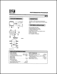 MCT2 datasheet: Optocoupler. Phototransistor Output; GaAs Input MCT2