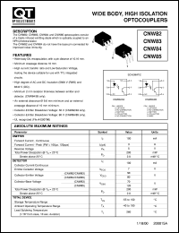 CNW84 datasheet: Optocoupler. Phototransistor Output; GaAs Input (No Base Connection) CNW84