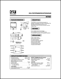 MCT9001 datasheet: Optocoupler. Dual Channel Phototransistor Output; GaAs Input MCT9001