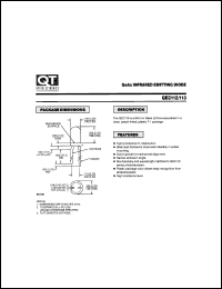 QEC113 datasheet: Plastic Infrared Light Emitting Diode. 940 nm GaAs QEC113