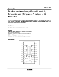 BA3131FS datasheet: Dual operational amplifier with switch, for audio use BA3131FS