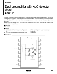 BA3314F datasheet: Dual preamplifier with ALC detector circuit BA3314F
