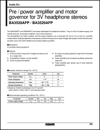 BA3528AFP datasheet: Pre/power amplifier and motor governor for 3V headphone stereo BA3528AFP