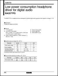 BA3577FS datasheet: Low power consumption headphone driver for digital audio BA3577FS