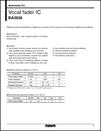 BA3836 datasheet: Vocal fader IC BA3836