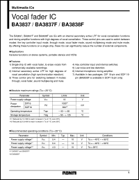 BA3837 datasheet: Vocal fader IC BA3837