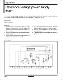 BA3911 datasheet: Reference voltage power supply BA3911