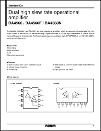 BA4560N datasheet: Dual high slew rate operational amplifier BA4560N