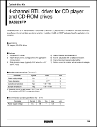 BA5921FP datasheet: 4-channel BTL driver for CD player and CD-ROM BA5921FP