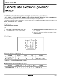 BA6220 datasheet: General use electronic govemor BA6220