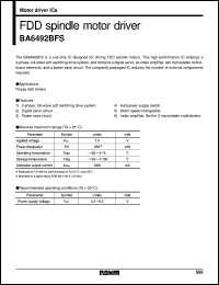 BA6492BFS datasheet: FDD spindle motor driver BA6492BFS