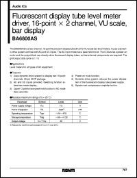 BA6800AS datasheet: Fluorescent display tube level meter driver, 16-point x 2-channel, VU scale, bar display BA6800AS